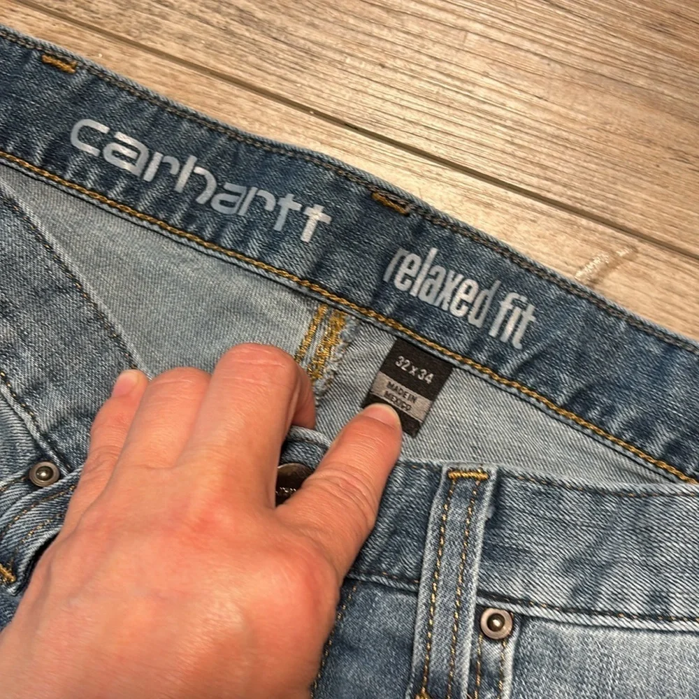 Carhartt Mens Relaxed Fit Jeans Straight Leg Denim Workwear Blue Sz 32 X 34